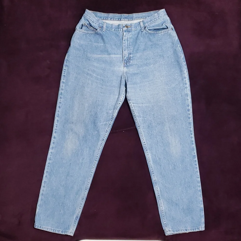 RARE!! Vintage Plus Size Chic High Waist Faded Light Wash Curvy "Mom" Jeans - Picture 1 of 11